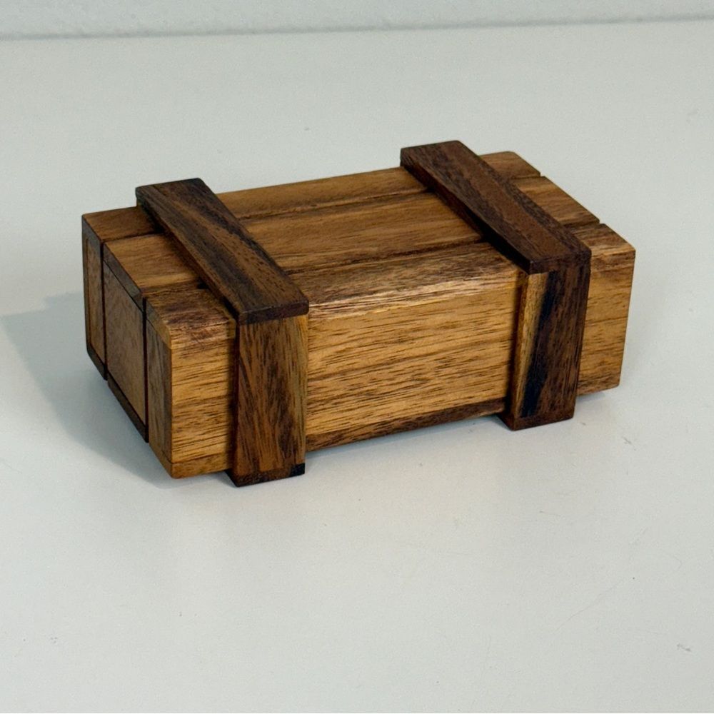 Handmade Hidden Drawer Wooden Trinket Box 5.5x3”